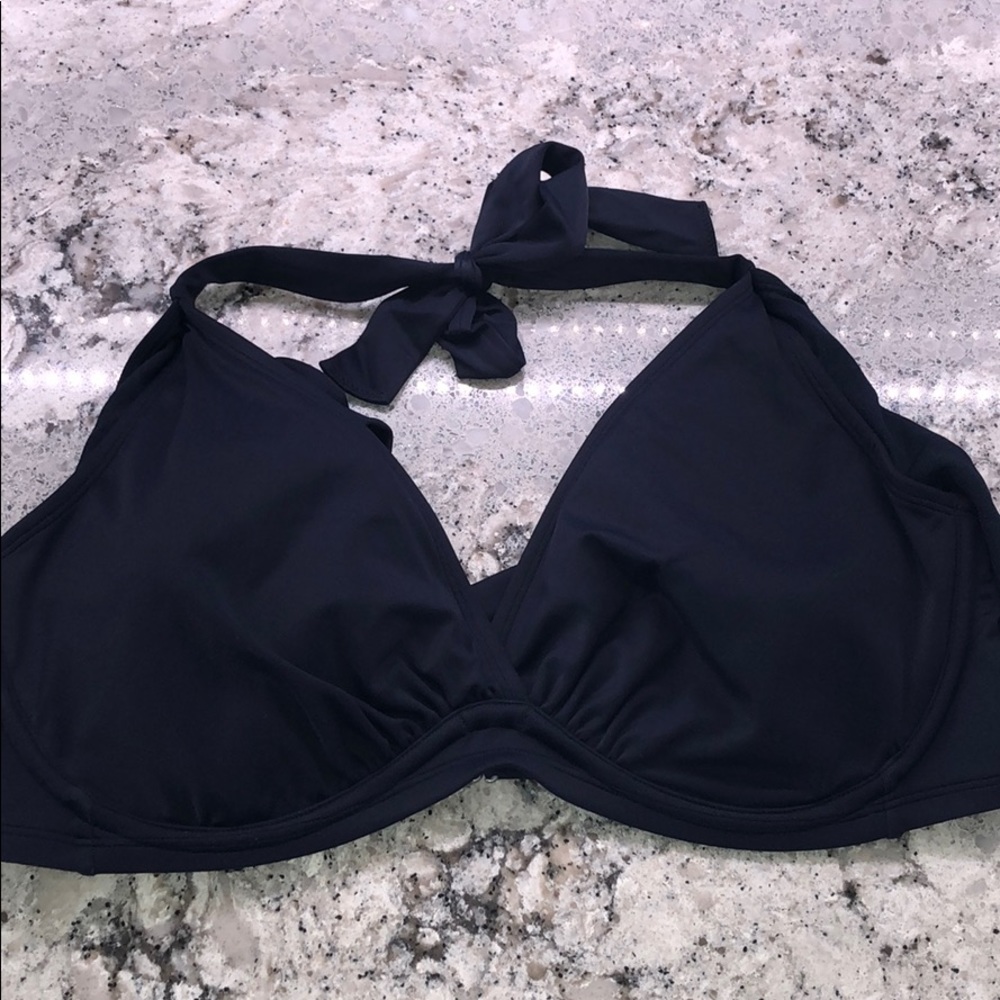 ATHLETA Bra Cup Wrap Bikini Top ~ 40D-DD ~ Navy - Picture 2 of 8